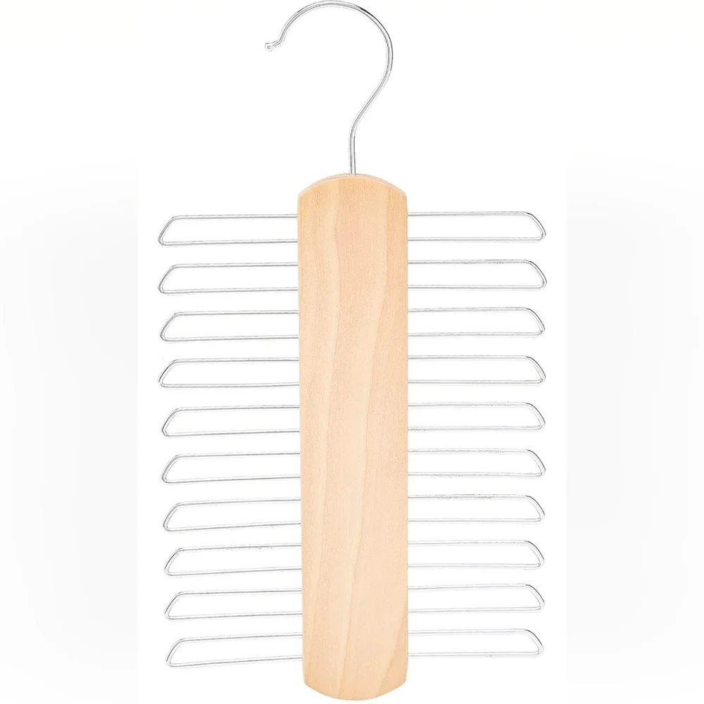 Wooden Tie Hanger & Belt Rack - Natural, 2-Pack Organizer New